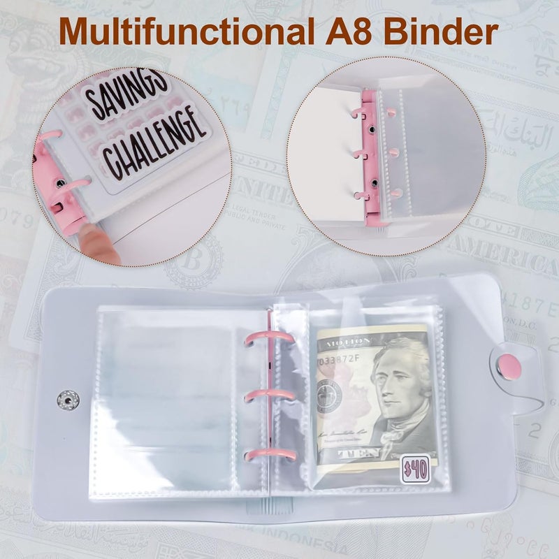 DVHOK Money Saving Binder, $1000 Money Saving Challenge Binder, Reusable Budget Book with Cash Envelopes Pink - Image 3